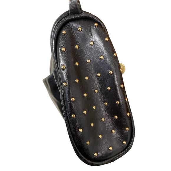 Hobo Gold Tone Studded Small Black Leather Crossbody Bag - Picture 5 of 7